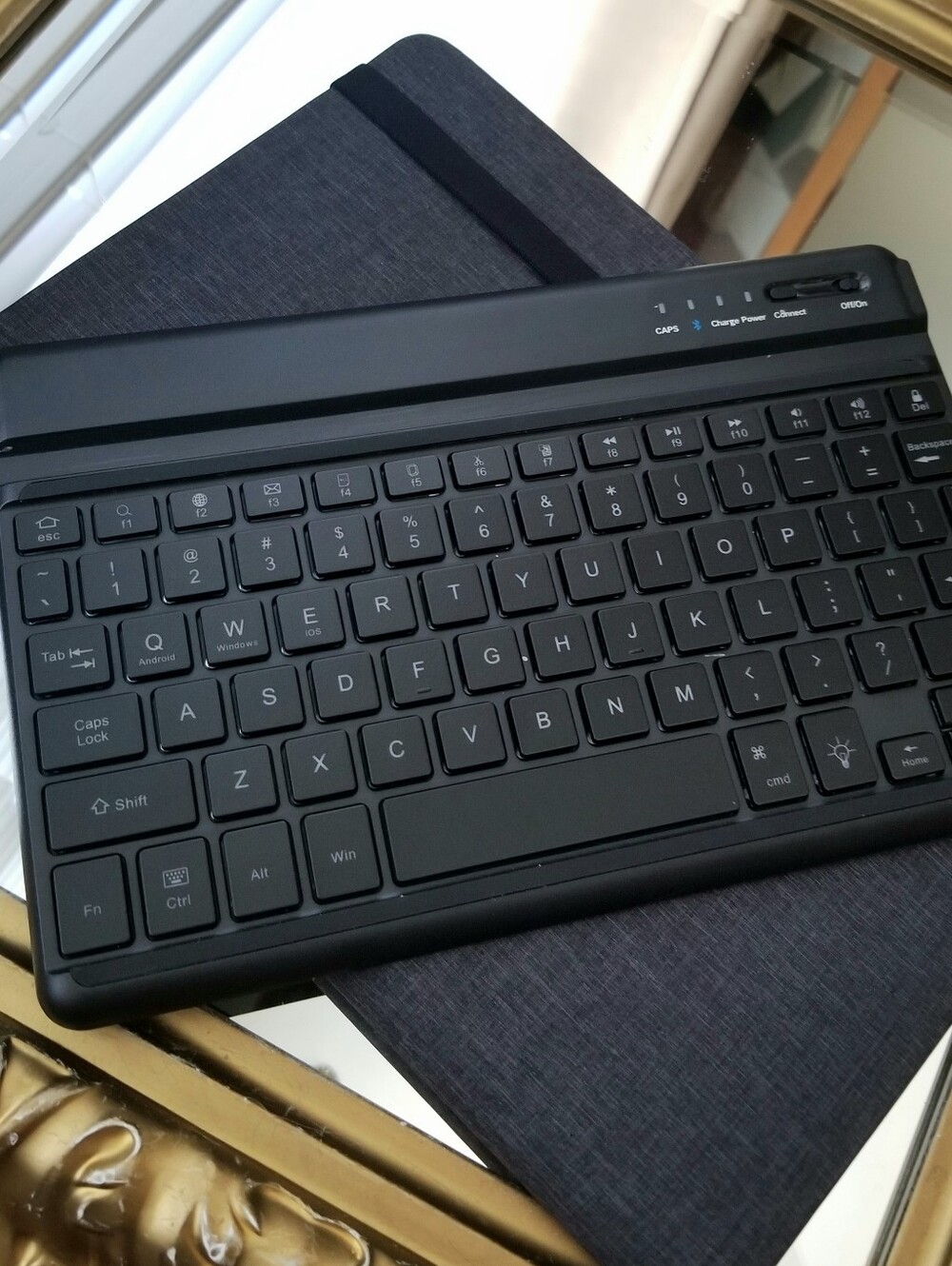 ❗Universal Dark Gray Tablet Case with Wireless Keyboard and Elastic Straps❗